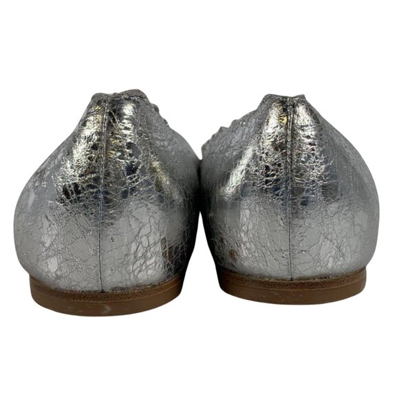 Chloe Lauren Silver Leather Round Toe Slip-on Classic Ballet Flats Size 42 - Picture 3 of 4